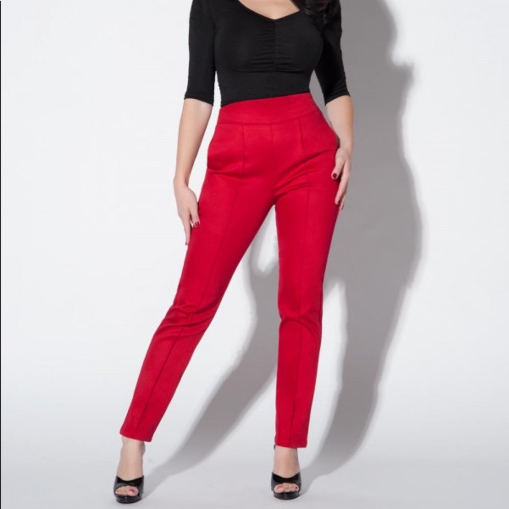 Pinup Girl Clothing Laura Byrnes Red Cropped Trousers